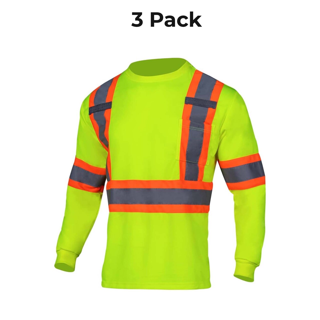 High Visibility Contrast Long Sleeve Safety Shirt Reflective Polyester Workwear for Outdoor Use